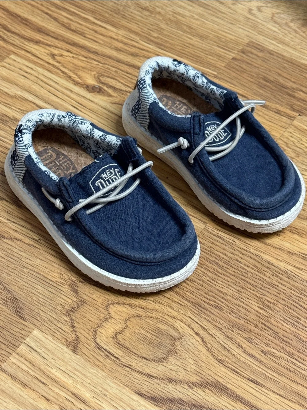 Hey Dude Kids Navy Canvas Slip-On with Patterned Trim